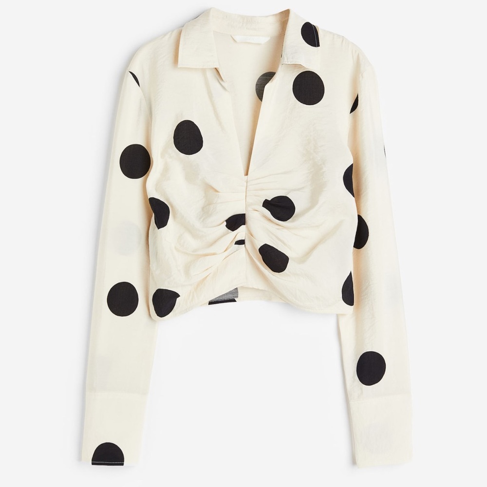 H&M Cream and Black Blouse size small